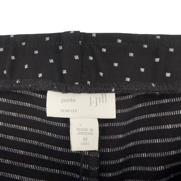 J. Jill Women's Slim Leg Ponte Knit Pants Size MT Black Polka Dot Stretch Pant - Picture 5 of 9
